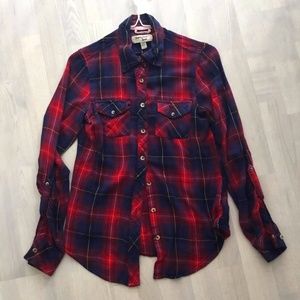 Triple Five Soul Red and Blue Plaid Lumberjack Retro Rustic Cabin Shirt